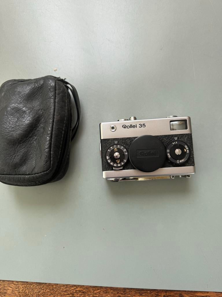 Rollei 35 compact camera met hoesje, Ophalen, Gebruikt, Compact, Overige Merken