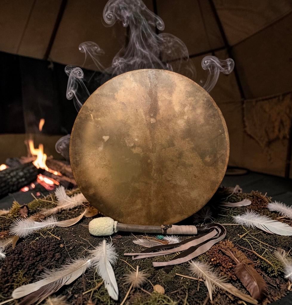 OVERGEDRAGEN Sjamanendrum Nubische Geit 52 cm, Ophalen of Verzenden, Nieuw, Trommel