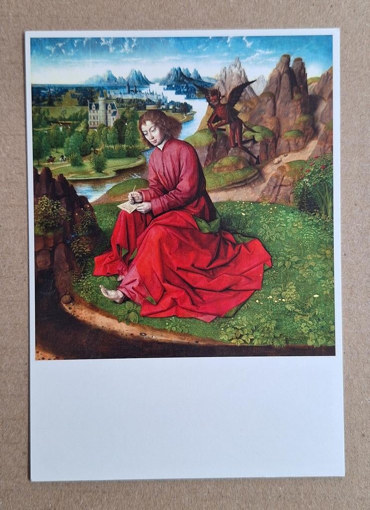 Dirk Bouts - Johannes, het Evangelie schrijvend (15e eeuw), Ophalen of Verzenden, 1980 tot heden, Ongelopen, Overige thema's