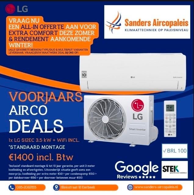 Voorjaars Aanbieding Airco systemen Daikin LG Mitsubishi!, Witgoed en Apparatuur, Airco's, Verwarmen, Nieuw, 3 snelheden of meer