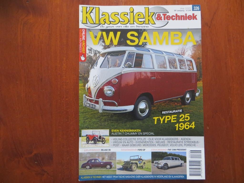 Klassiek & Techniek 326 Volkswagen Samba Type 25, Fiat 2300, Ophalen of Verzenden, Nieuw, Volkswagen
