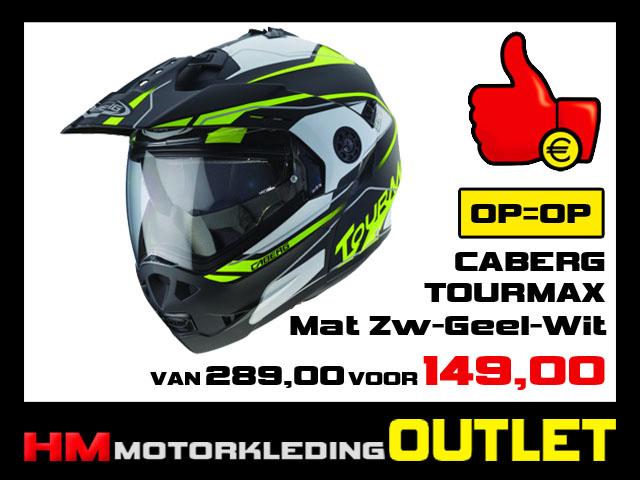 Motorhelm Caberg Tourmax - Mat Zwart-Wit-Geel - S-56, Info@huybersmotoren.nl, Systeemhelm, HM - Sale, NL