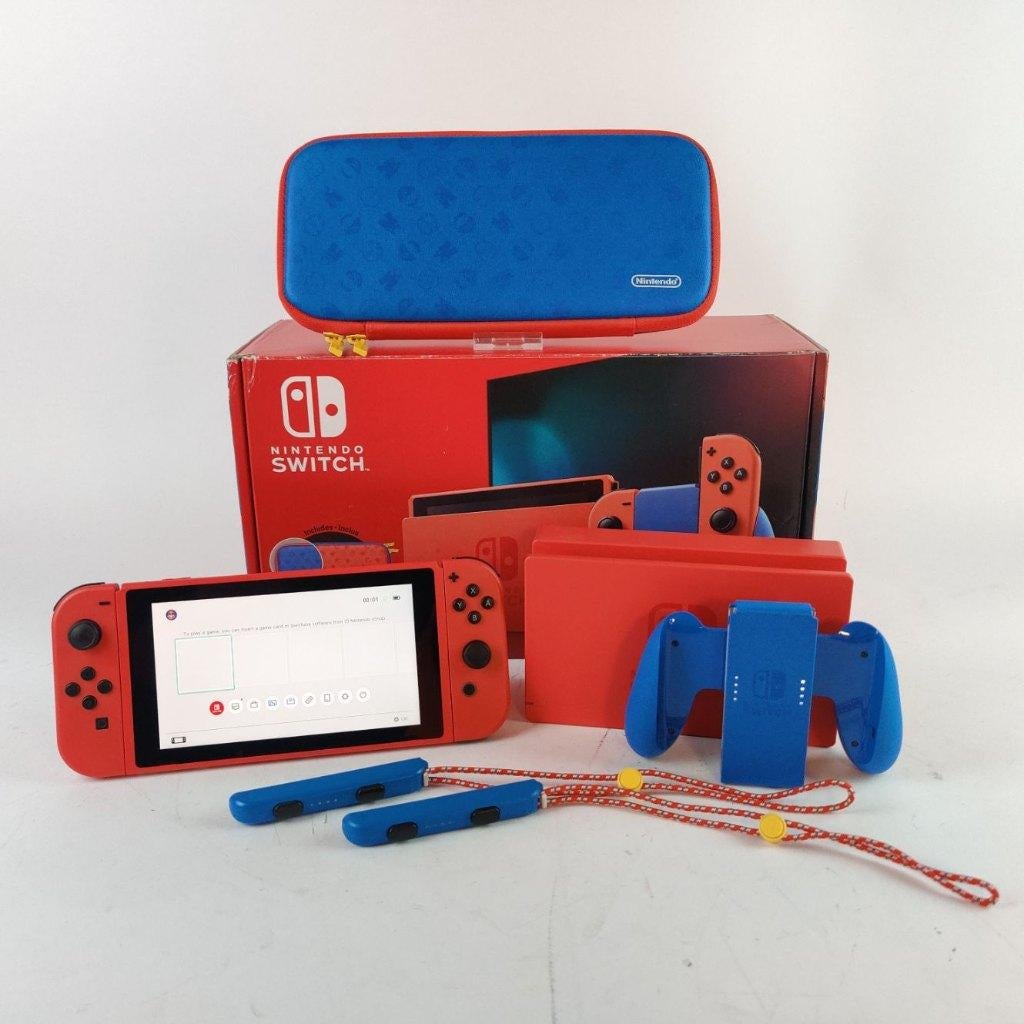 Nintendo Switch Mario Red & Blue Edition Compleet € 249,99, Switch 2019 Upgrade, Ophalen of Verzenden, Zo goed als nieuw, X