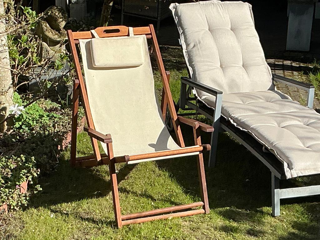 Tuin ligstoel, Ophalen, Gebruikt, Hout, Verstelbaar