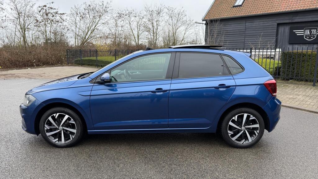 Volkswagen Polo 1.0 TSI AIRCO/ECC APPLE-CARPLAY PANORAMDAK L, Voorwielaandrijving, Start-stop-systeem, Blauw, Leder en Stof