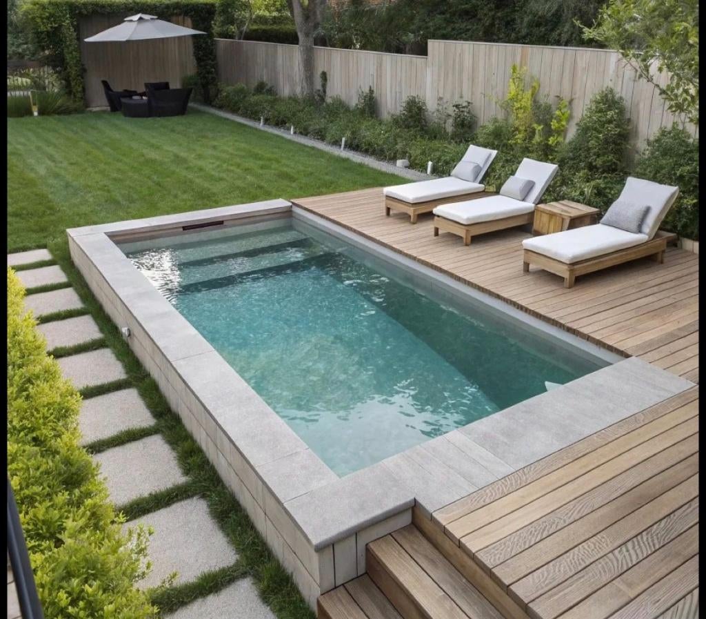 Zwembad aanleggen, Tuin en Terras, 120 cm of meer, Ophalen of Verzenden, Rechthoekig, 300 cm of meer