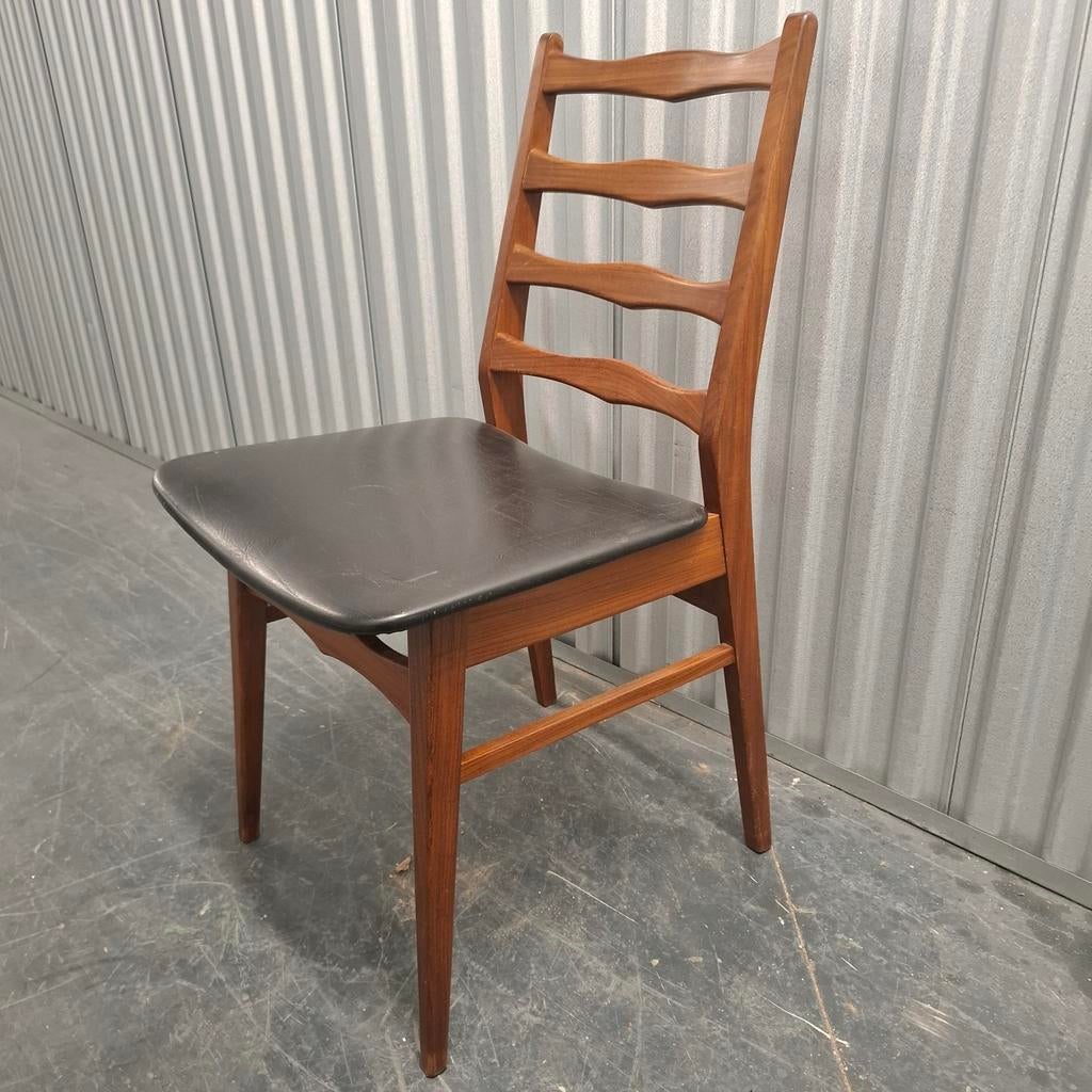 Vintage stoel ladderstoel eetkamerstoel bureaustoel, Huis en Inrichting, Stoelen, Leer, Zwart, Eén, Ophalen