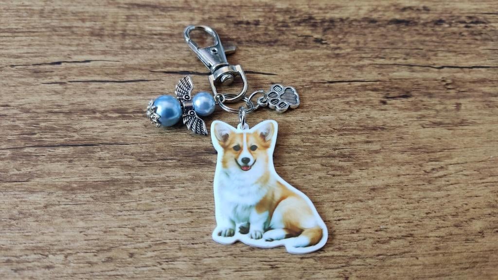 Tas/Sleutelhanger Corgi pembroke met beschermengeltje, Verzenden, Nieuw