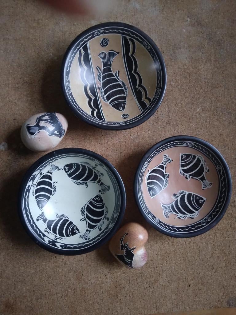 Speksteen schaaltjes, ei en hart, handbeschilderd, Ophalen of Verzenden, Dier