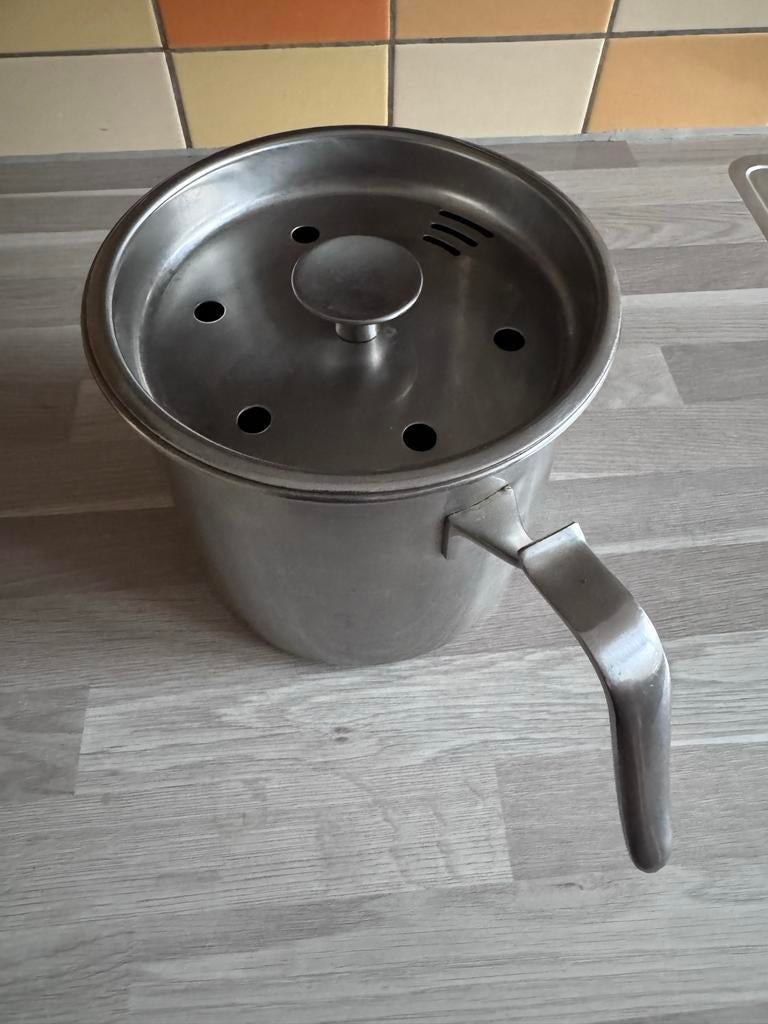 Gero Zilmeta, design Dick Simonis, zwaar rvs melkkoker, Huis en Inrichting, Keuken | Potten en Pannen, Ophalen of Verzenden, Gebruikt