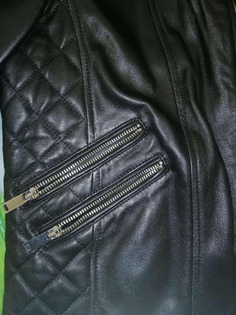 Leren jas maat S-L, Mango, Zwart, Zo goed als nieuw, Jasje