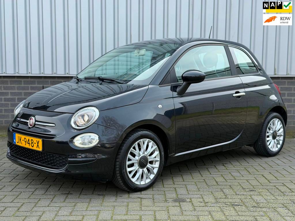 Fiat 500 0.9 TwinAir Turbo Popstar |Automaat|Leder|Bluetooth, Gebruikt, Leder en Stof, Zwart, Origineel Nederlands