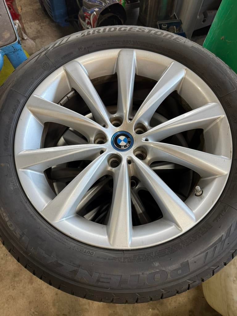 Originele BMW 18 inch velgen + Bridgestone Potenza 245/50R18, Ophalen, 18 inch, 245 mm, Zomerbanden