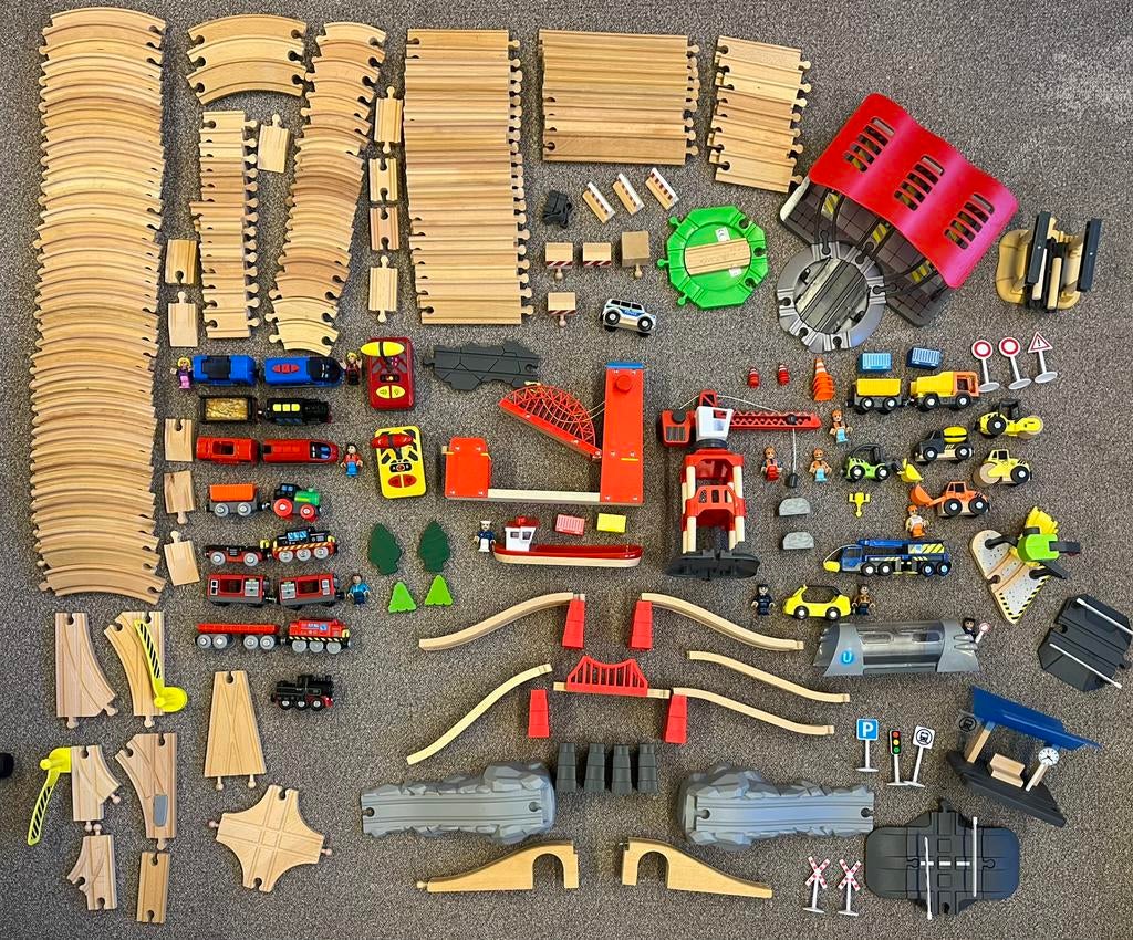 Grote houten treinset (PlayTive) – BRIO compatibel, Ophalen of Verzenden, Gebruikt