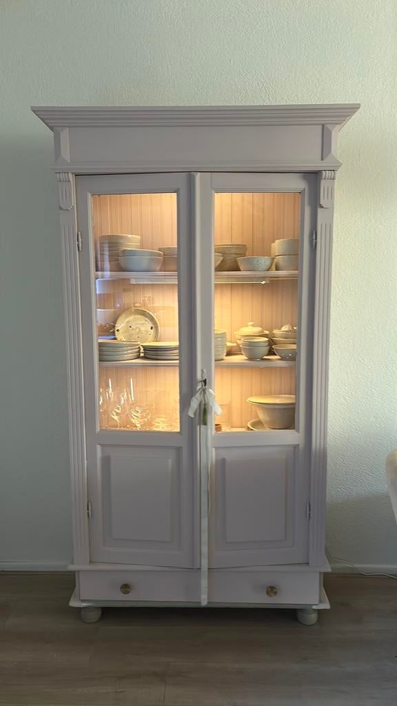 Vitrinekast buffetkast roze chalkpaint annie sloan, *, Zo goed als nieuw, *, 150 tot 200 cm