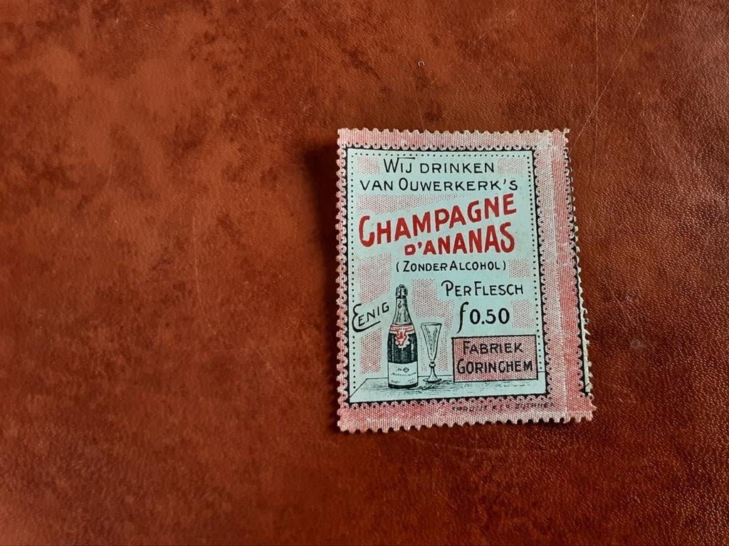 Sluitzegel Gorinchem van Ouwerkerk champagne d'ananas, Ophalen of Verzenden