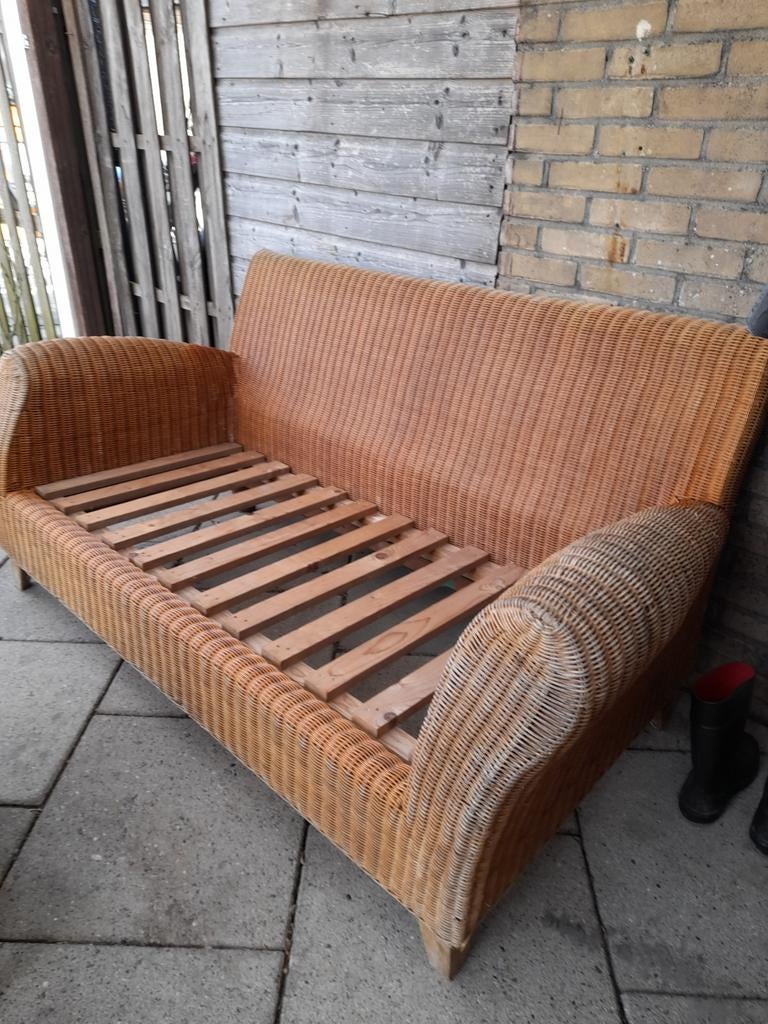 Rotan fauteuil met kussens, Huis en Inrichting, Stoelen, Ophalen of Verzenden, Bruin, Eén