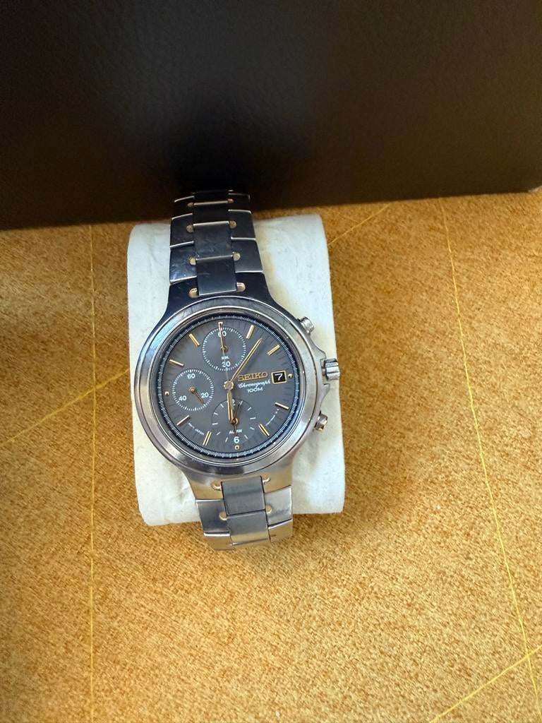 Seiko Chronograph Titanium met alarmfunctie, Sieraden, Tassen en Uiterlijk, Horloges | Heren, Gebruikt, Polshorloge, Overige materialen