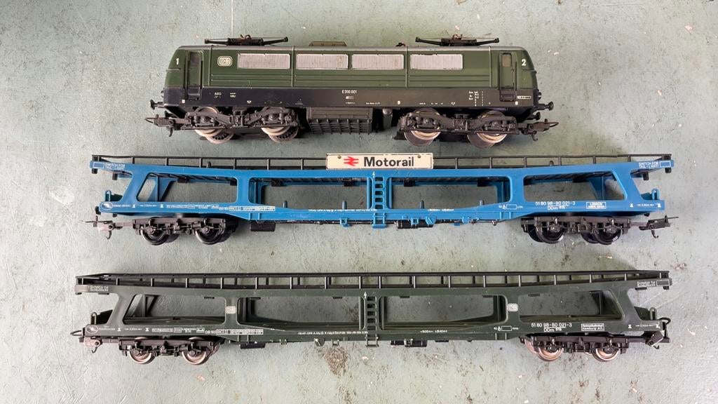 LIMA ho Autotreinset E loc E310 DB + 2 autotransportwagens, Ophalen of Verzenden, Zo goed als nieuw, Lima, Gelijkstroom