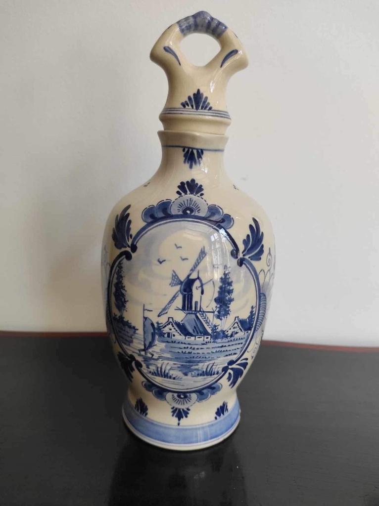 Antieke Delfts blauwe kan / fles met stop 'Erven Lucas Bols', Ophalen of Verzenden