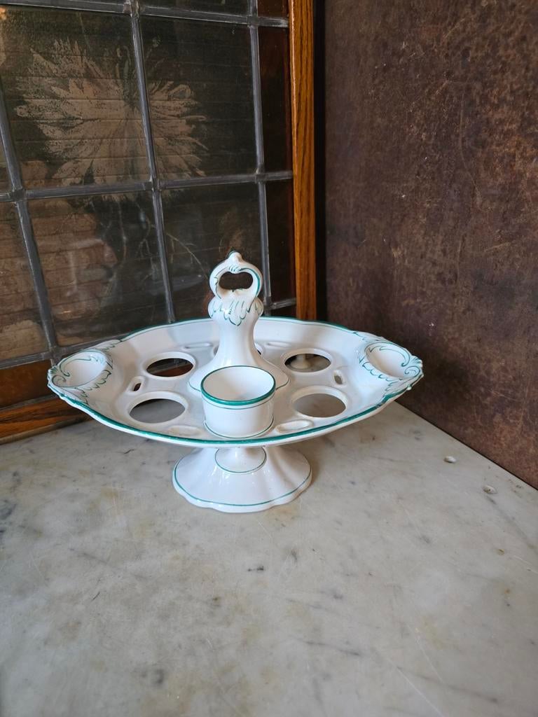 Antiek porseleinen eierstel eierdopjes wellington servies, Antiek en Kunst, Ophalen of Verzenden