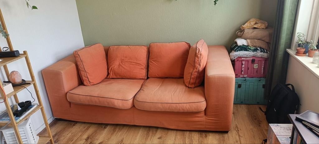 Gratis supercomfy bankstel oranje & beige hoes (ZSM ophalen), Ophalen, Gebruikt, Driepersoons, 75 tot 100 cm