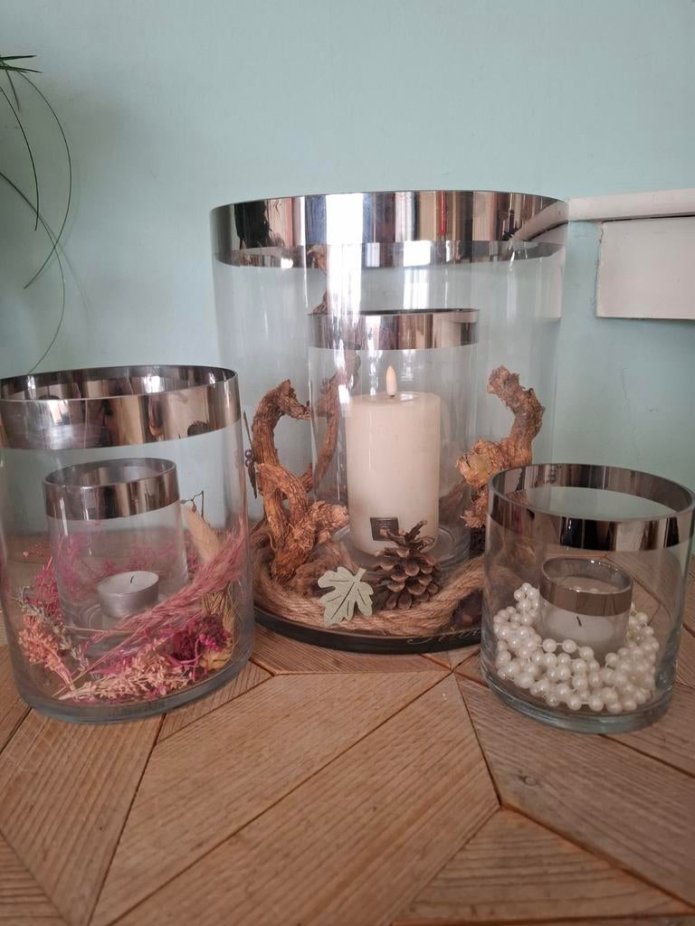 Riviera Maison Double Hurricane Windlichten S-M-L, Ophalen, Overige materialen, Overige kleuren, 25 tot 50 cm