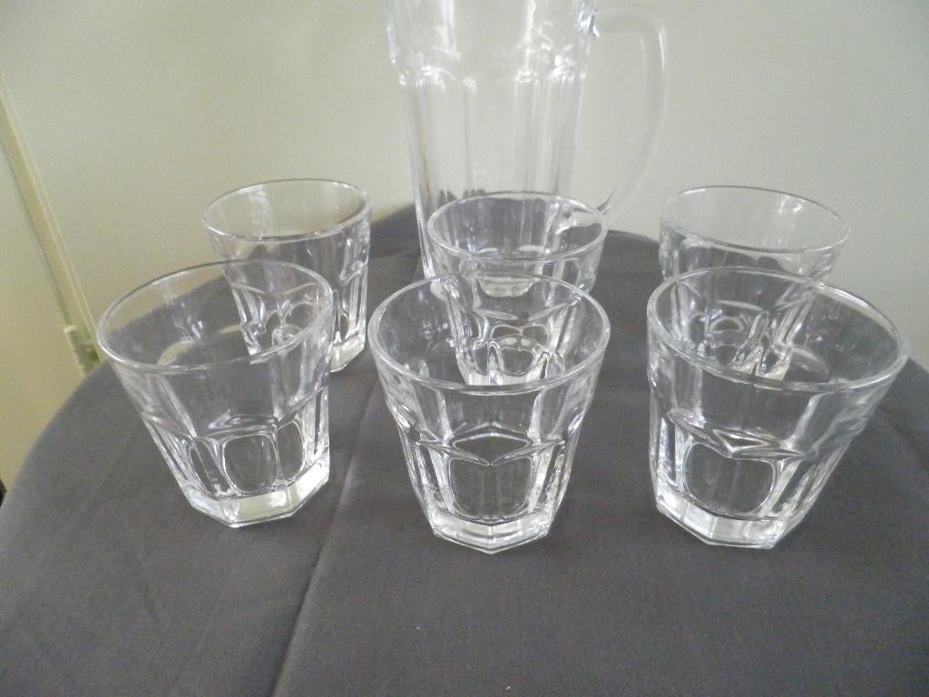 Leonardo kan met 6 glazen., Glas of Glazen, Nieuw, Ophalen of Verzenden, Glas