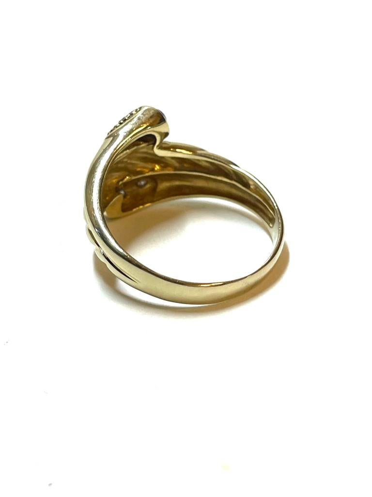 14k gouden ring met saffier en diamant, 18 tot 19, -, -, Ophalen of Verzenden