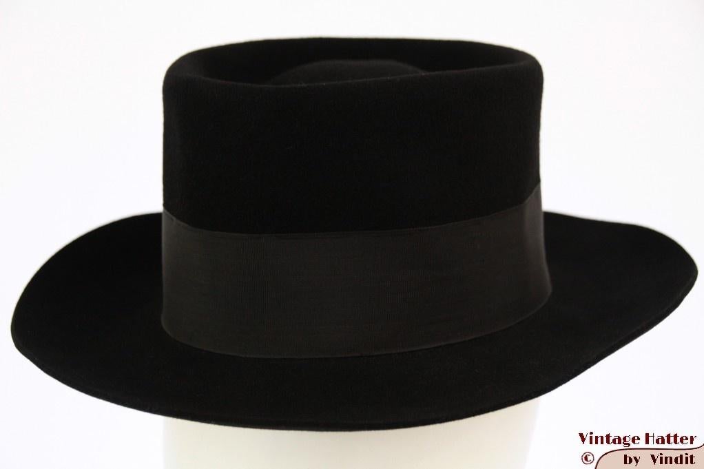 Vintage Ronde herenhoed zwart vilt 55,5 -56 gratis verzenden, Ophalen of Verzenden, Gedragen, 57 cm (M, 7⅛ inch) of minder, Hoed