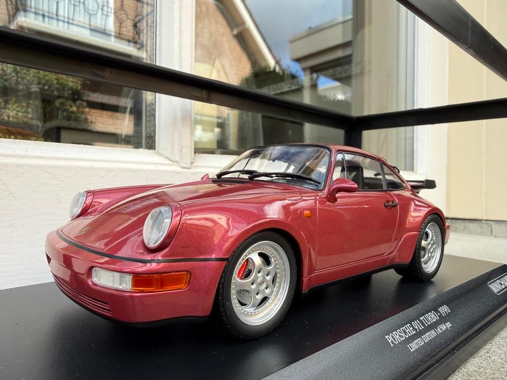 1:18 Porsche 911 964 Turbo rood 1990 Minichamps, Minichamps, Auto, Ophalen of Verzenden, Zo goed als nieuw