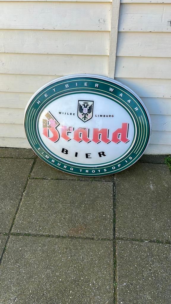 Brand bier reclamebord kunstof, Ophalen, Zo goed als nieuw, Reclamebord, Plaat of Schild, Brand