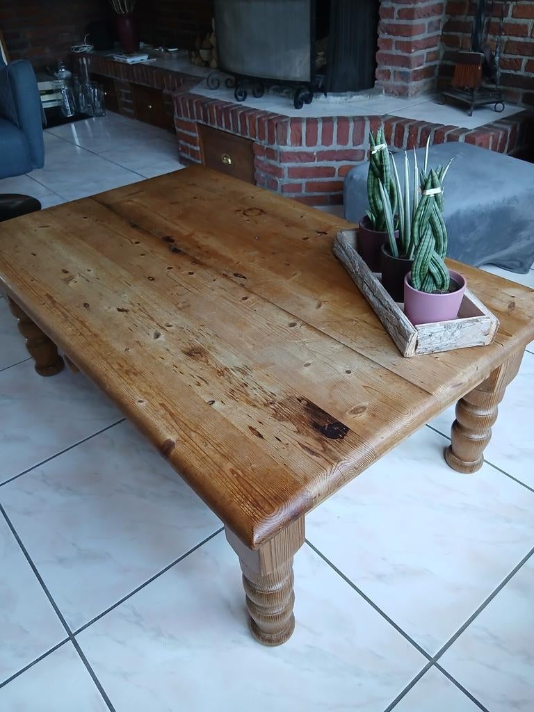 Direct gratis af te halen- oude geleefde grenen salontafel, Huis en Inrichting, Tafels | Salontafels, Ophalen, Gebruikt, 100 tot 150 cm