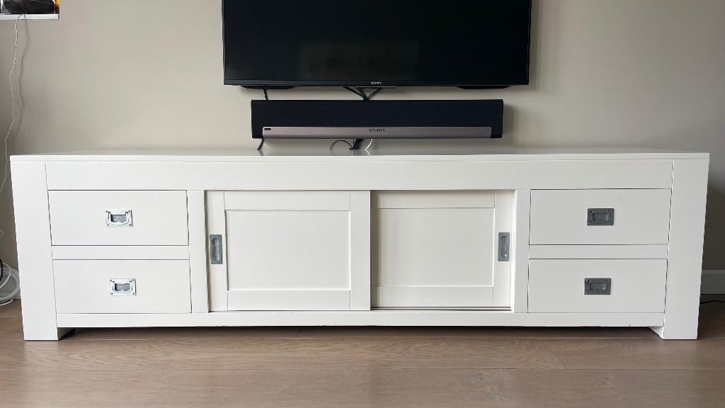 TV meubel wit 200x45x55, Ophalen, Gebruikt, 150 tot 200 cm, Minder dan 100 cm