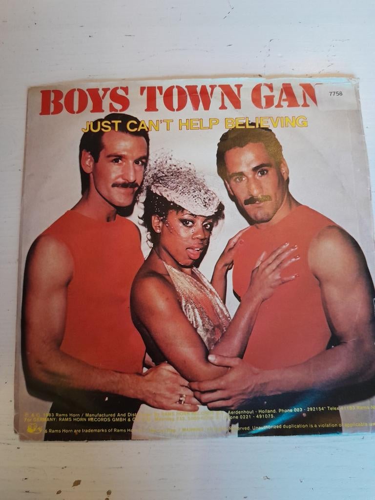 Boys town gang 7inch i just can,t help believing, Ophalen of Verzenden, Zo goed als nieuw, Pop