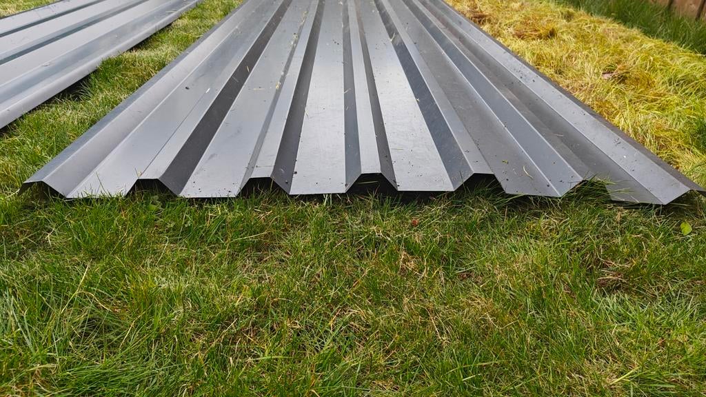 Antraciet dakplaten - 1x 500x100cm, 1x 500x50cm, Doe-het-zelf en Verbouw, Dakpannen en Dakbedekking, Gebruikt, 5 tot 10 m², Metaal