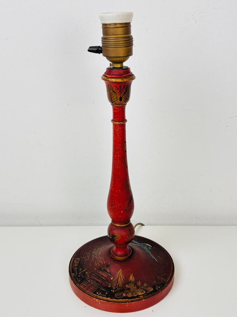 Chinoiserie tafellamp met handbeschilderde vogels en pagodes, Huis en Inrichting, Lampen | Tafellampen, Ophalen of Verzenden, Zo goed als nieuw