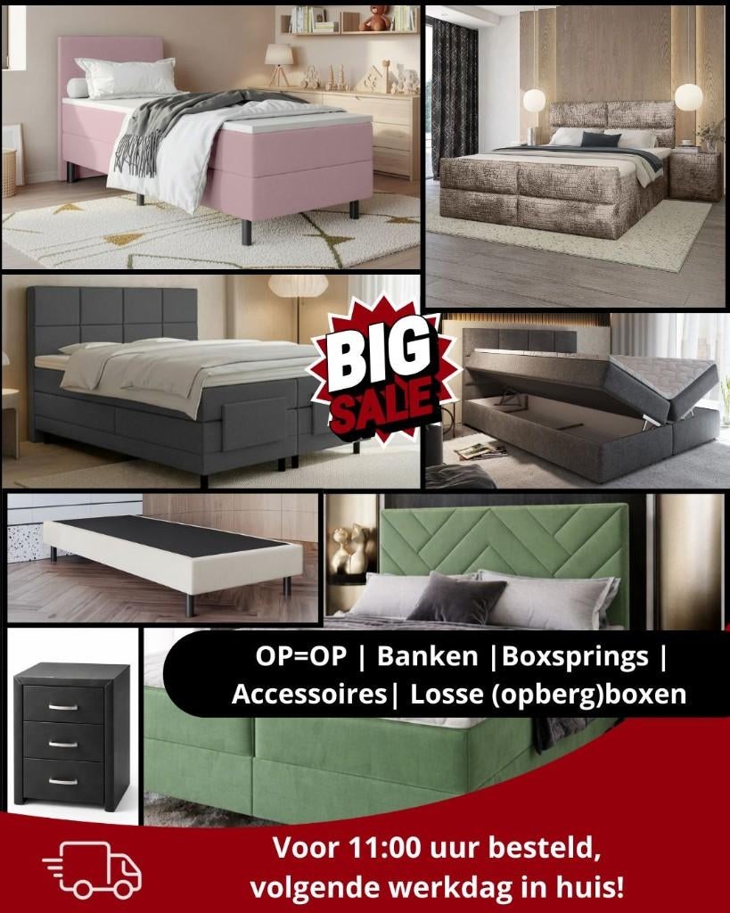 OP=OP + 2dekans | MEGA uitverkoop bij Beddenbriljant !, Huis en Inrichting, Slaapkamer | Bedden, Nieuw, Tweepersoons, Hout, Ophalen of Verzenden