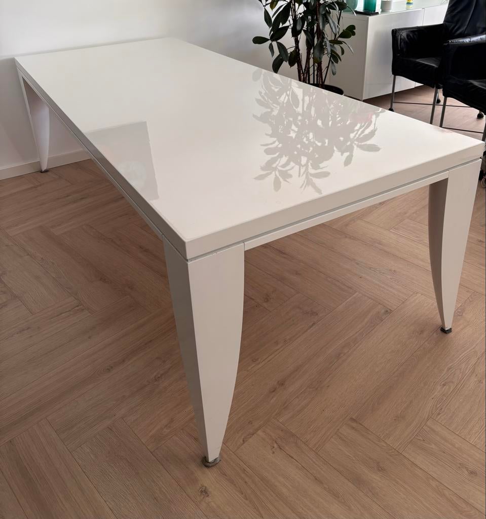 Jan de Bouvrie salontafel+eettafel kersenhout hoogglans wit, Ophalen, Gebruikt, 100 tot 150 cm, Vierkant