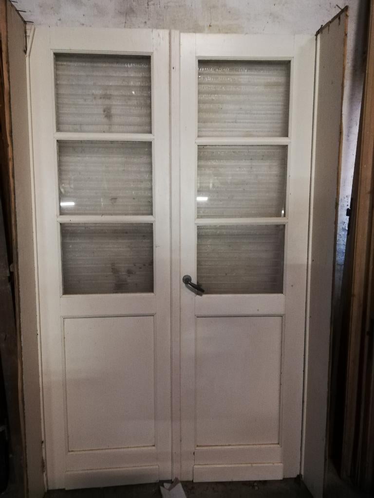 221,5hx131br smalle set dubbele deuren met glas, Ophalen
