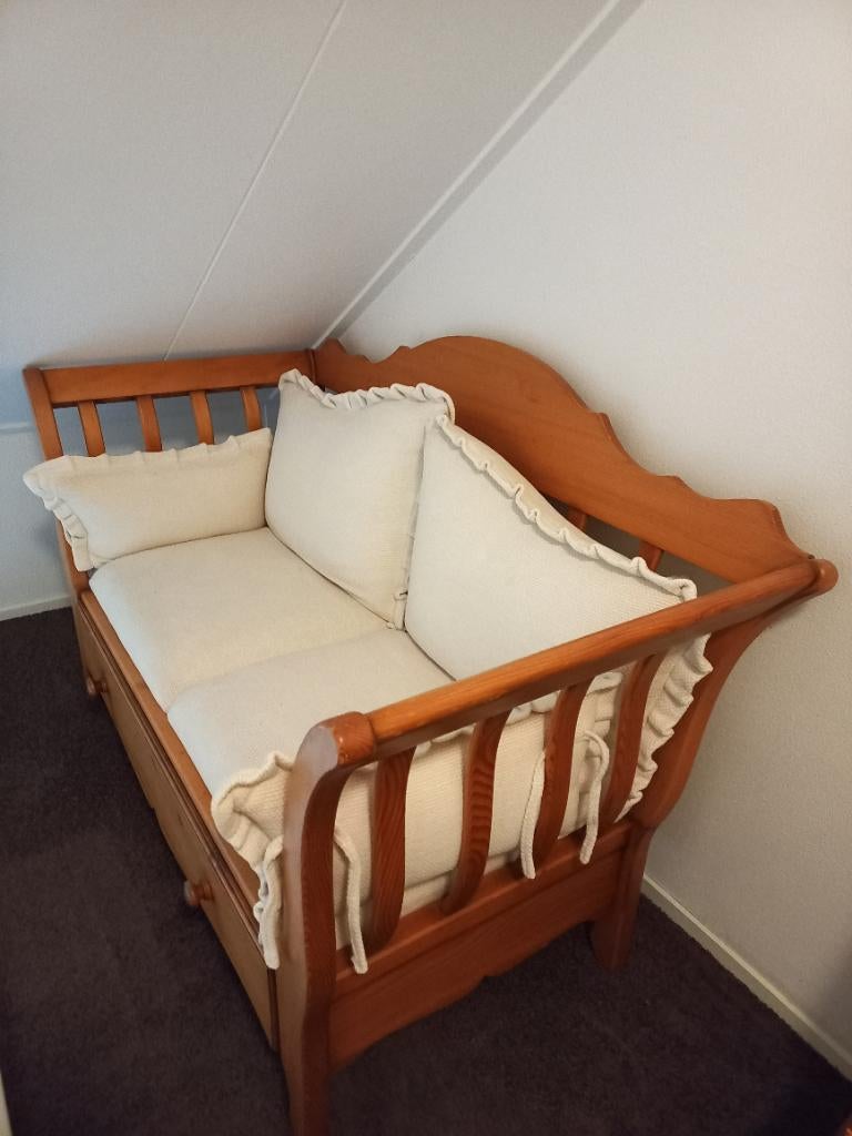 Grenen tweezits bankje, Ophalen, Gebruikt, 150 tot 200 cm, Tweepersoons