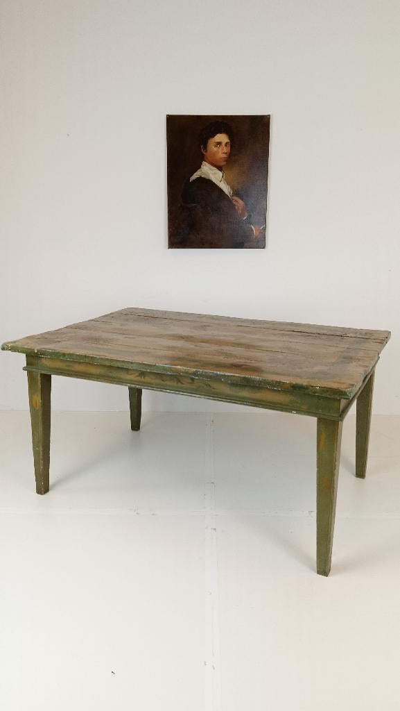 Antieke Zweedse beschilderde eettafel, Ophalen of Verzenden