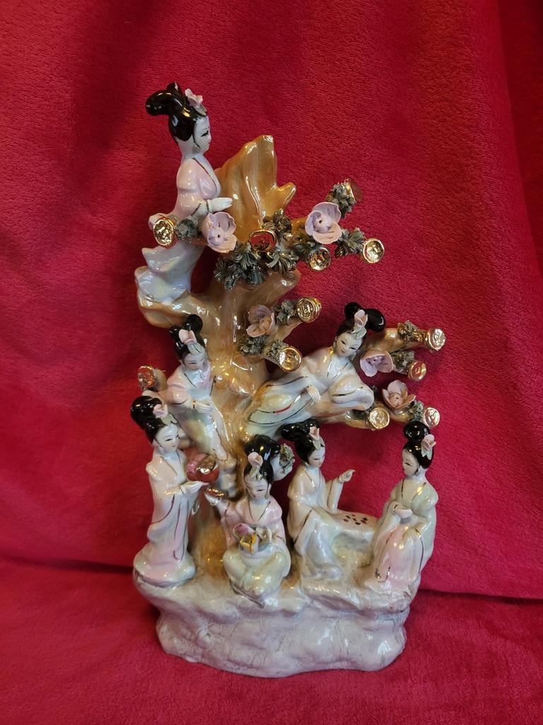 Zeldzaam Chinees porseleinen beeld: Zeven Godinnen, Ophalen