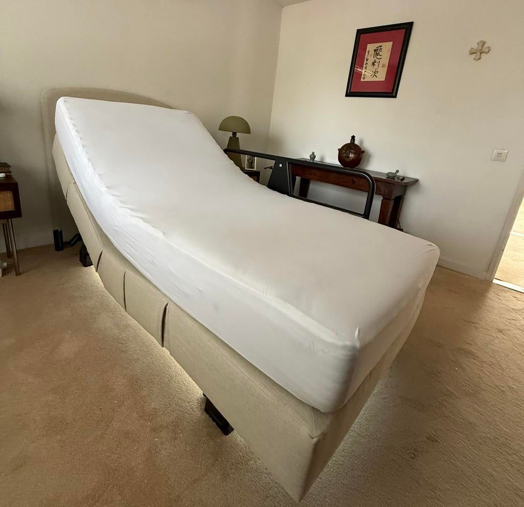 Well‑Fair Boxspring beige, 90 cm, Eenpersoons, Beige, Nieuw