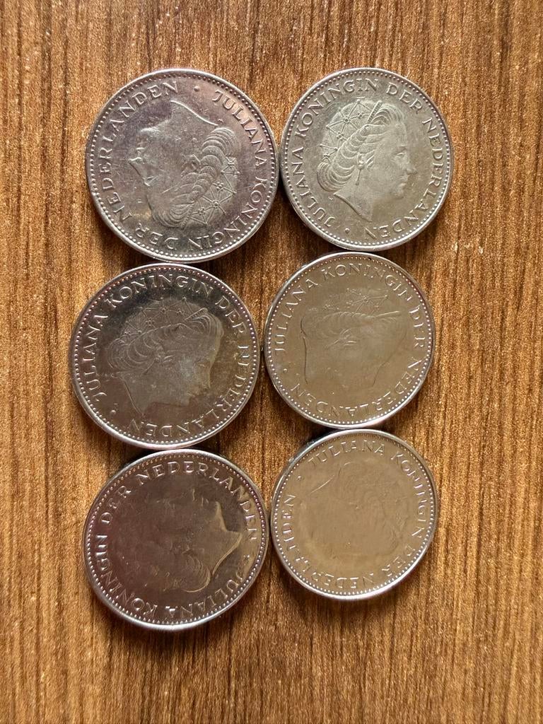 Munten, 2,5 guldens, 6 stuks, Postzegels en Munten, Munten | Nederland, Ophalen of Verzenden, Koningin Juliana, 2½ gulden, Setje