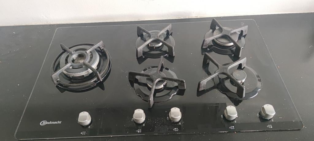 Bauknecht gaskookplaat met 5 pitten, Witgoed en Apparatuur, Kookplaten, Gebruikt, Inbouw, Gas, 5 kookzones of meer, Ophalen