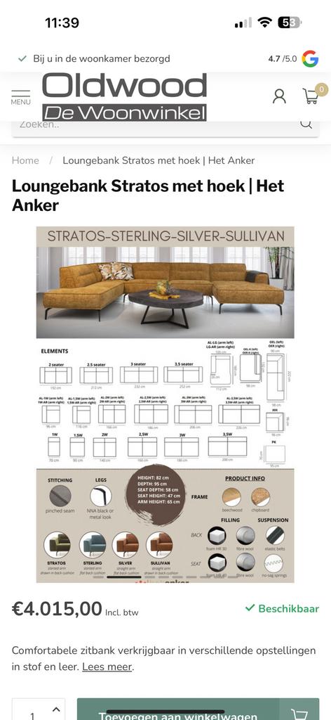 ZGAN Het Anker Stratos U-Bank / Hoekbank - Antraciet - 347, -, -, Hoekbank, 300 cm of meer