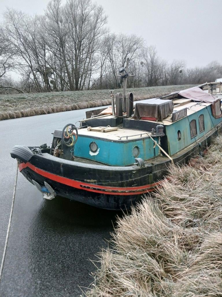 Woonboot platbodem, Ophalen, Gebruikt, Motor en Techniek