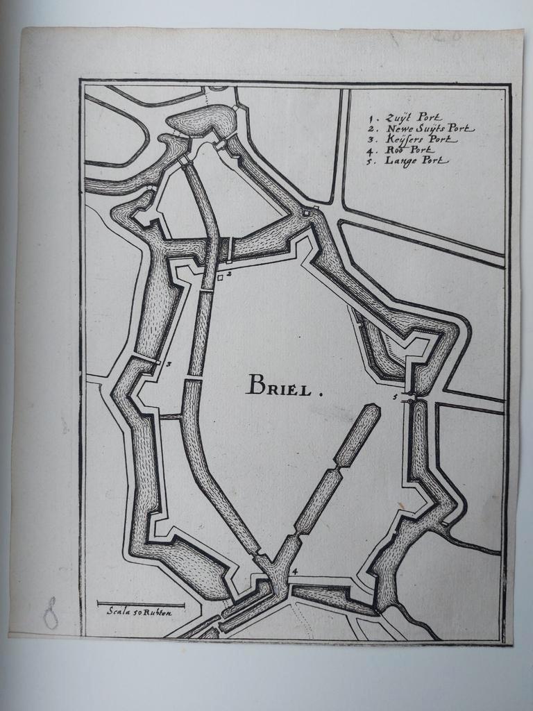 5 / Grondtekening van Brielle - Briel door C. Merian in 1659, Ophalen of Verzenden