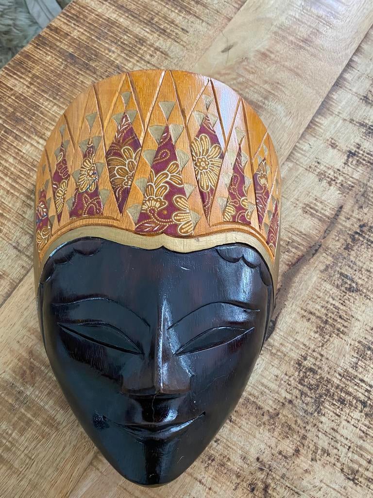 Masker, hout/batik stof, Indonesië, Ophalen